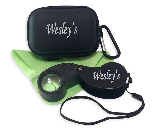 Jewelers Loupe 30X 60X LED Illuminated - Jewelry Loop Magnifier with Case  for Geology, Gems, Gardening, Electronics, Industrial by Wesley's as you