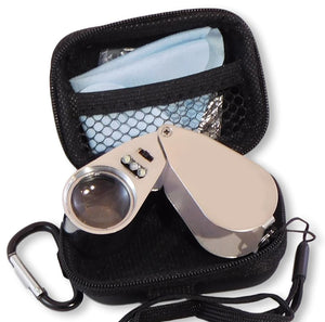 Jewelers Loupe 40x Magnifier with LED/UV Illumination and Unbreakable EVA Case ( No Logo Design)