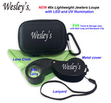 Jewelers Loupe Magnifier | 40x LED/UV Illuminated Jewelry Loop Magnifier with Case | Wesley’s Professional Jeweler’s Loupe for Jewelry, Antiques, Geology, Botany, Coins, Photos, Electronics
